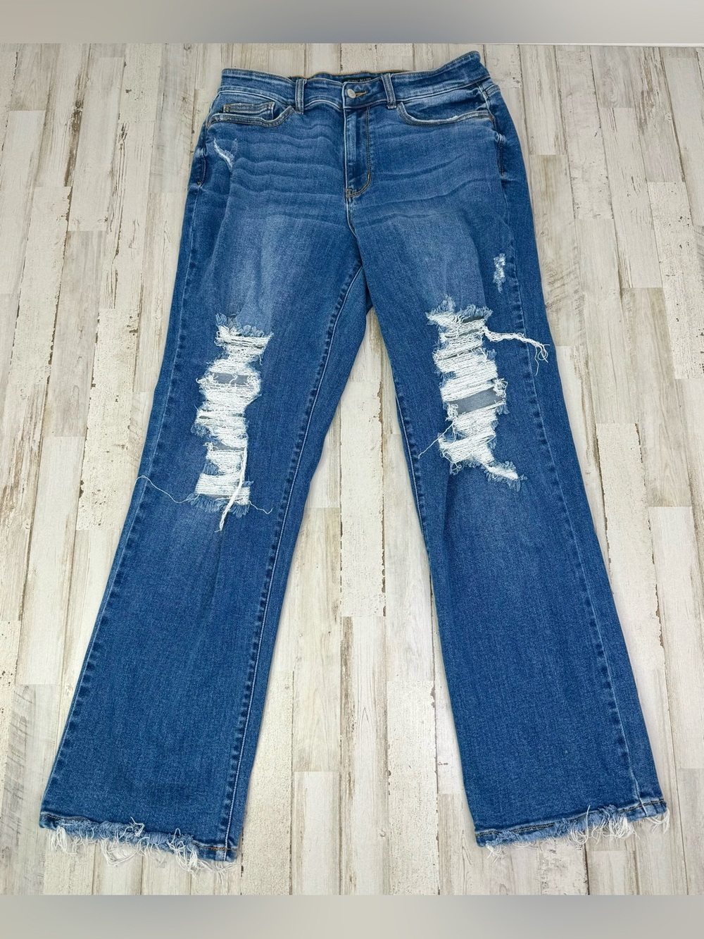 Judy Blue Jeans Womens 14W Blue High Rise Dad Jean Distressed